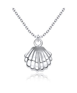 Shiny Shell Designed Silver Necklace SPE-3686